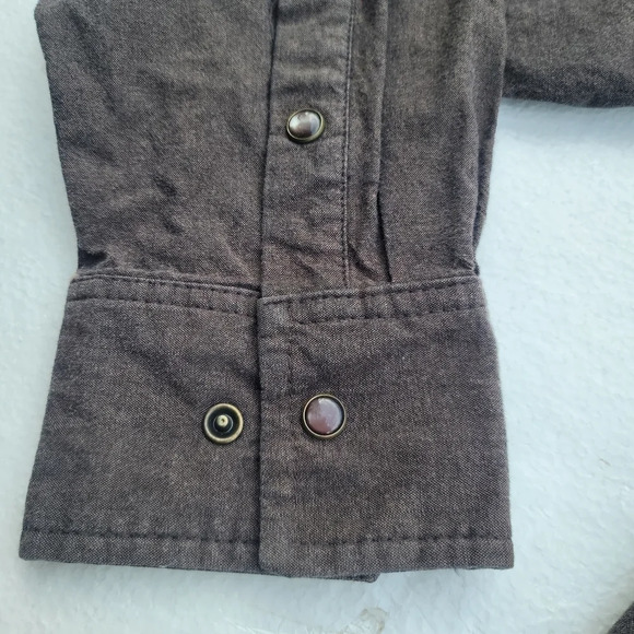 Pelle Pelle Shirt Men's L Large Pearl Snap UP Brown Biker Legend Convertible Slv - Picture 2 of 10